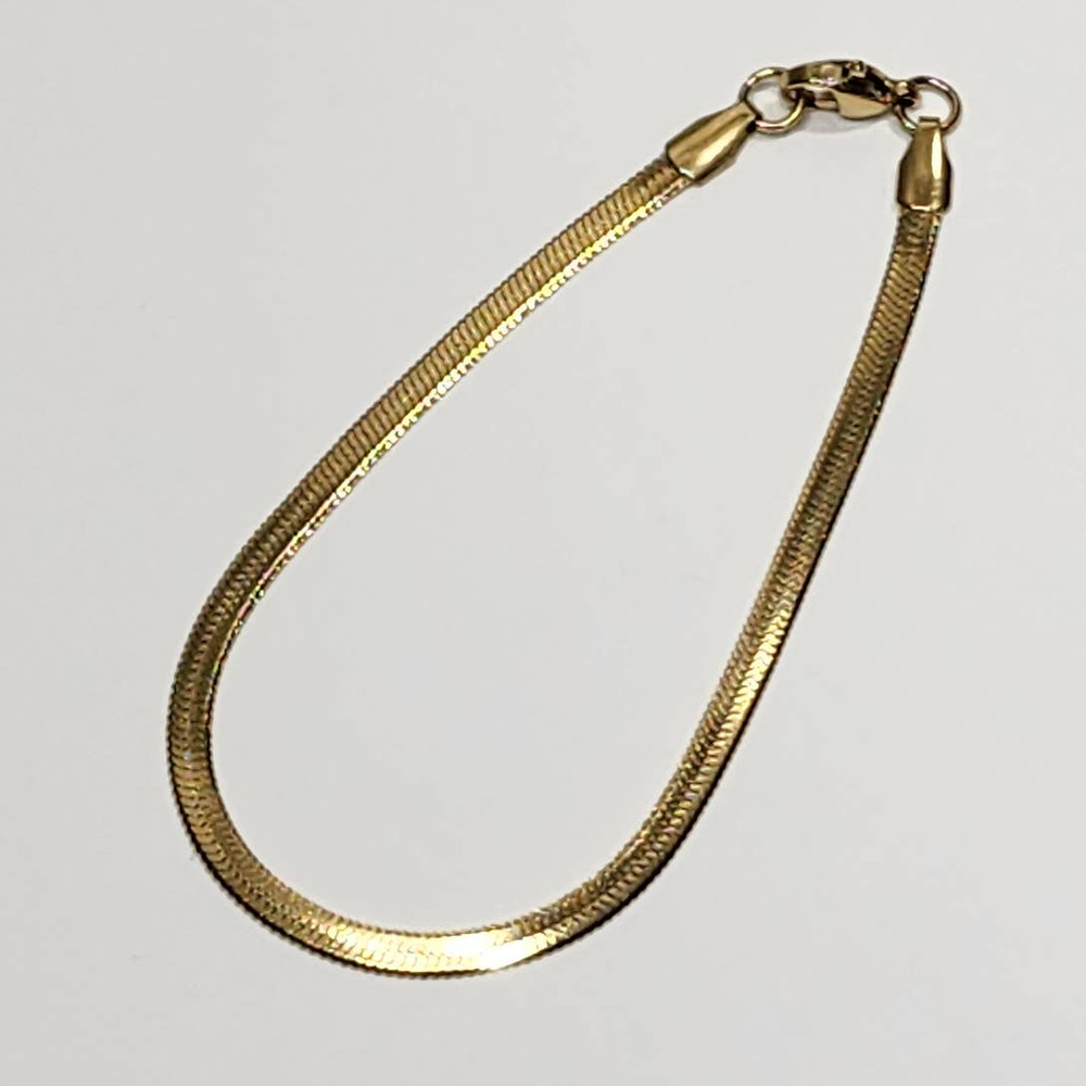 Gold Herringbone‎ Bracelet 3 mm, 7 inches long